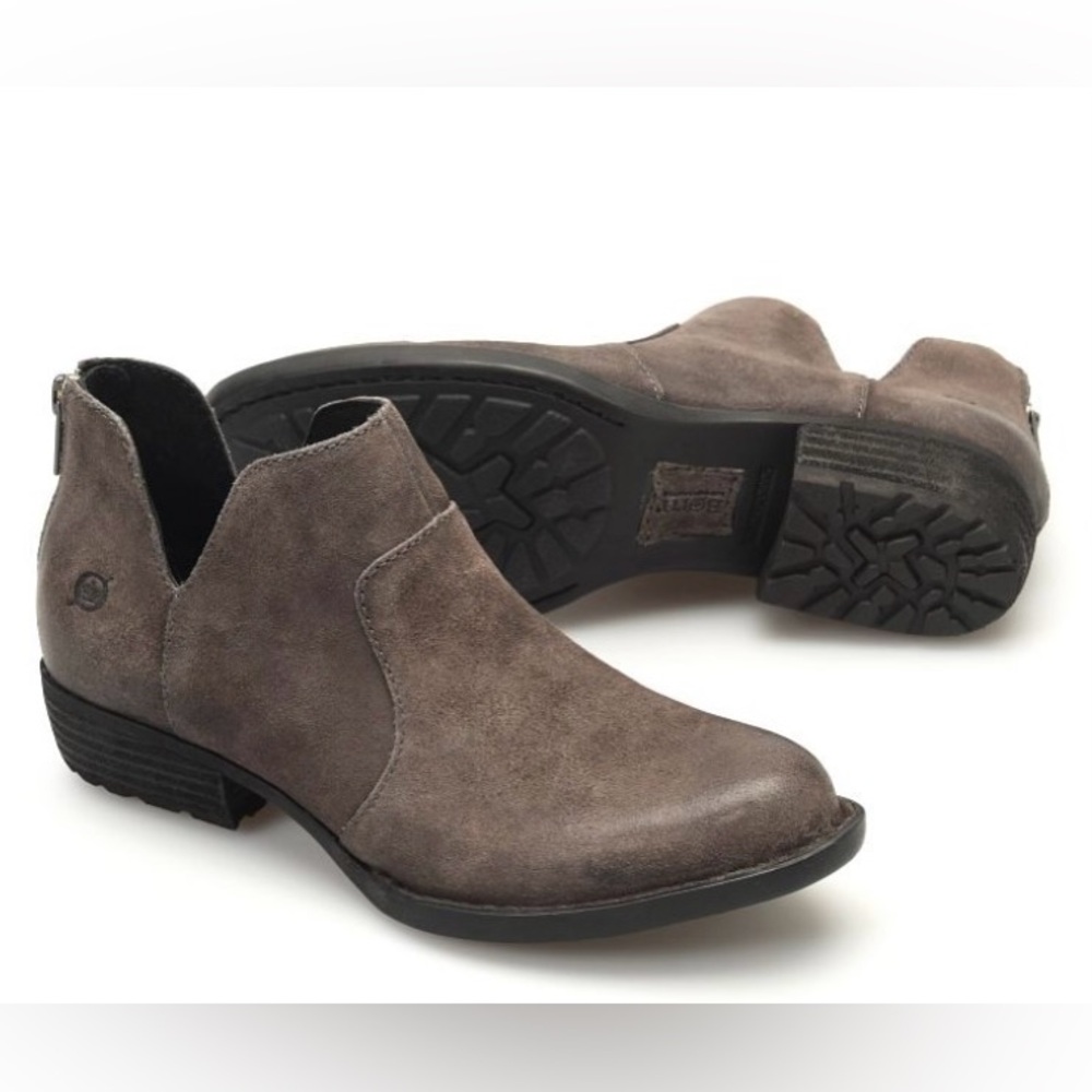 Grey Suede Born booties, size 8.5, good condition